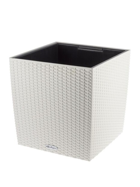 Кашпо Lechuza "Cube Cottage Complete white" (пластик), 40x40xH44 см Белый