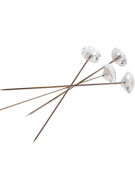 Булавки бриллиантовые "Diamond Pins", D1,2хH6,4 см, набор (100 шт), Oasis Прозрачный-серебряный с доставкой по Астане