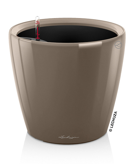 Кашпо Lechuza "Classico LS Complete taupe high gloss" (пластик), D21xH20 см Коричневый-серый с доставкой по Астане